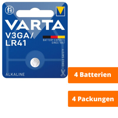 Varta V3GA AG3 LR41 LR736 V392 Knopfzellen Alkaline Uhrenbatterien 1,5V 4 Stück