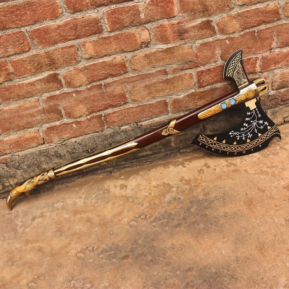 Hacha de Kratos vikinga | Hacha táctica hecha a mano | Regalo para él | Decoración de camping Foto 3 de 4