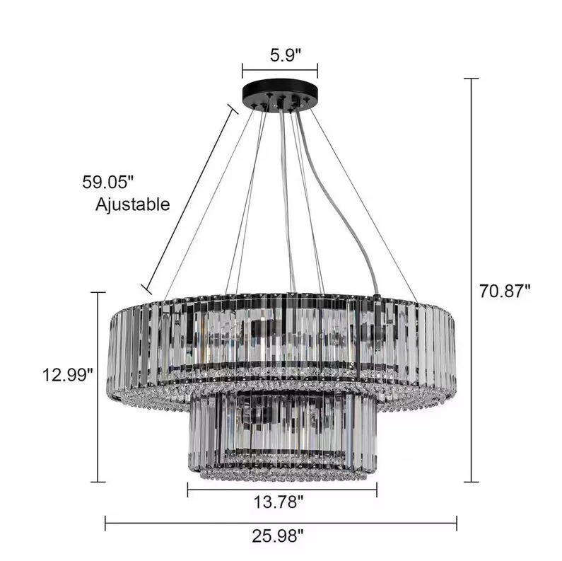EDISLIVE Orillia Contemporánea 26" 12 Luces Negro 2 Niveles Cristal Anillo Araña Foto 2 de 3
