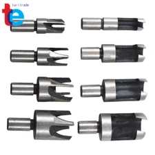 Carbon Steel Wood Plug Hole Cutter Dowel Maker Cutting Shank Drill Bit Set 8 Pcs