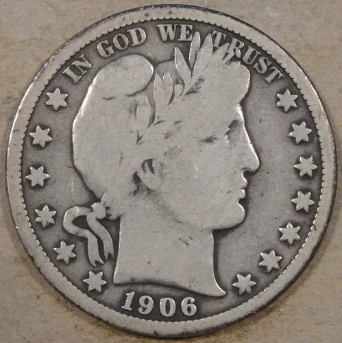 1906-D Barber Half Dollar 50c VG As Pictured