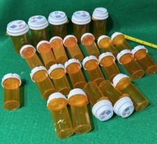 Empty RX Pill Bottles Lot of 25 Prescription Medicine Storage Crafts Amber