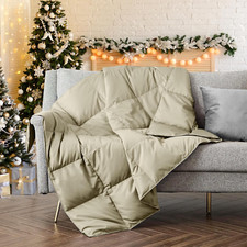   Soft Feather down Throw Blanket Lightweight Packable Couch Throw for Indoor an