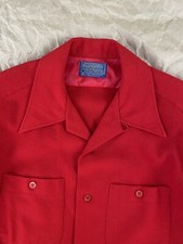 Vintage 70s Pendelton 100% Virgin Wool Shirt Made in USA Medium Solid Red