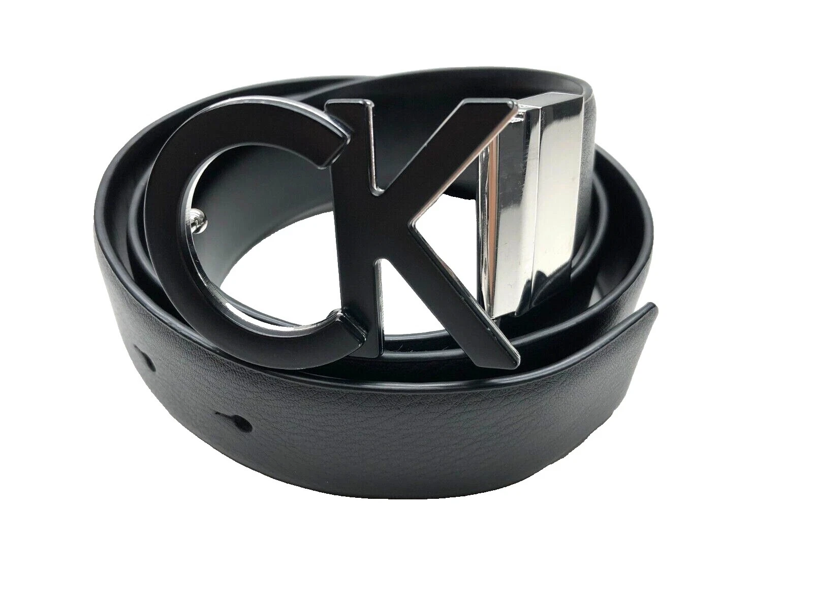 Calvin Klein 人造皮革黑色皮带适合男性