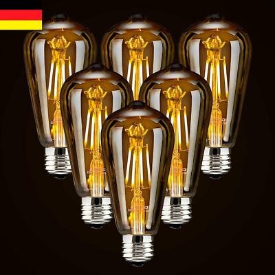 6x E27 Edison 4W Vintage Retro Lampe Glühlampe Filament Glühbirne Birne ST64 LED