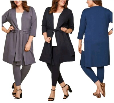 Fruit Of The Loom Women's Plus Size Ponte Wrap Dress - 3/4 Sleeve V-Neck Black 3X