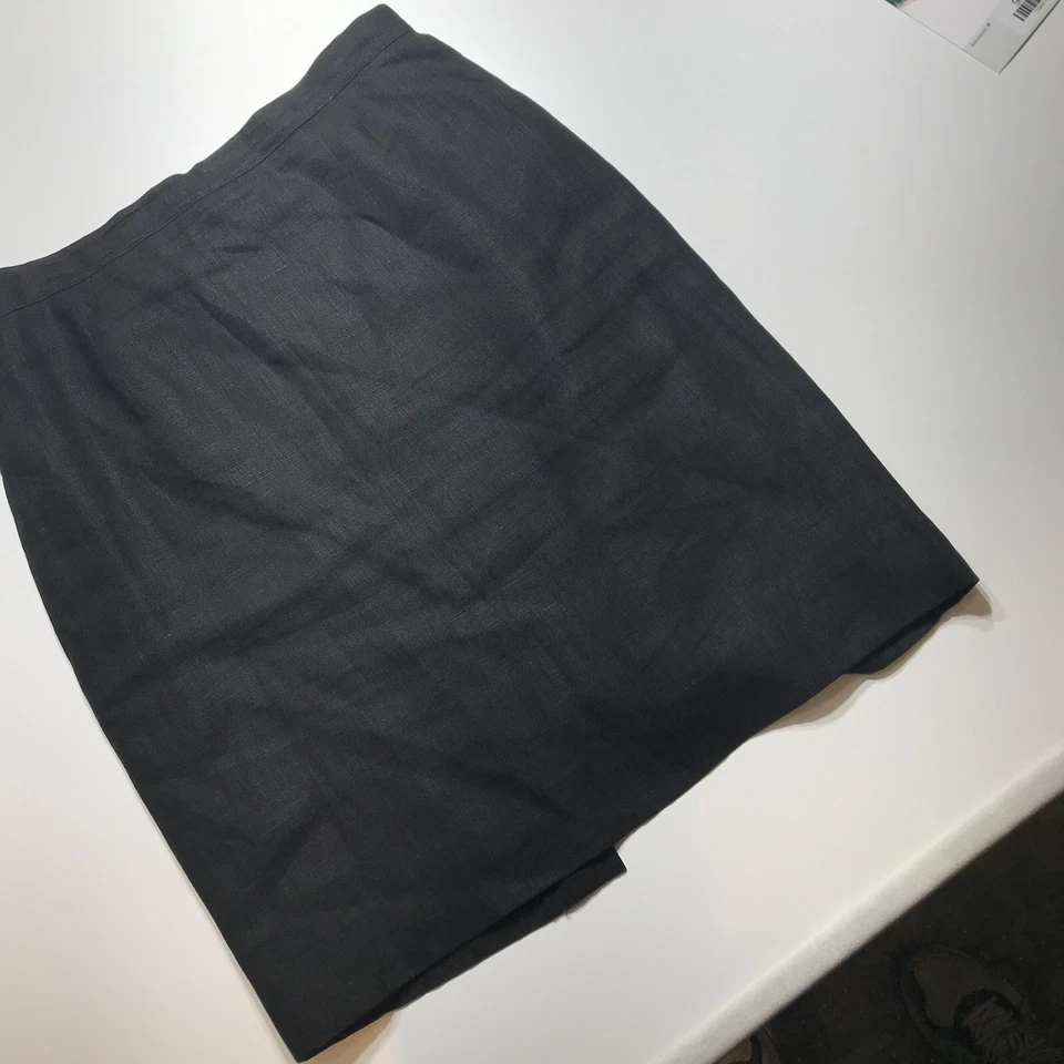 Falda De Colección Ungaro Solo Donna Mujer Talla 46/12 Negro Lino Lino Lino Lápiz Italia Foto 3 de 4