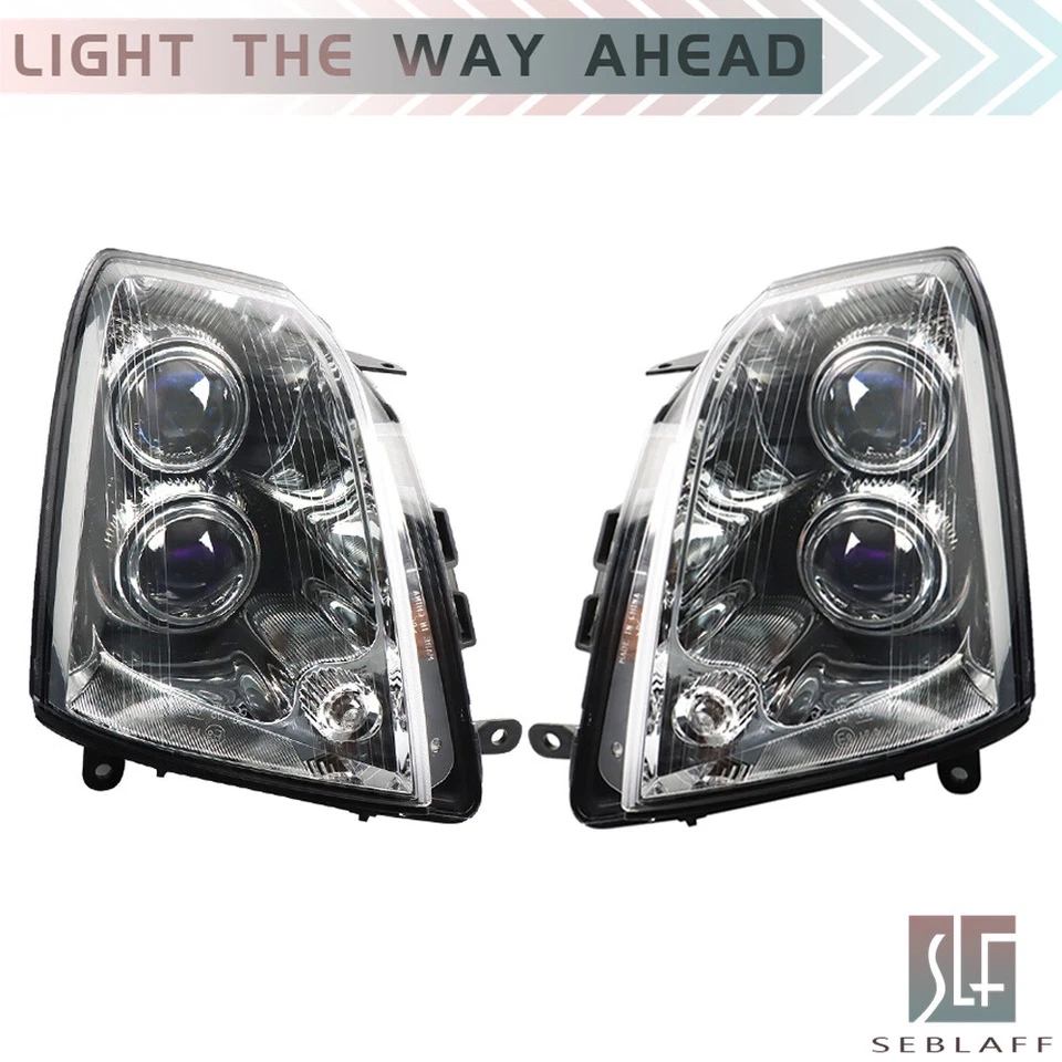 Faro halógeno negro carcasa lente transparente derecha+izquierda para Cadillac STS 2005-2011 Foto 2 de 4