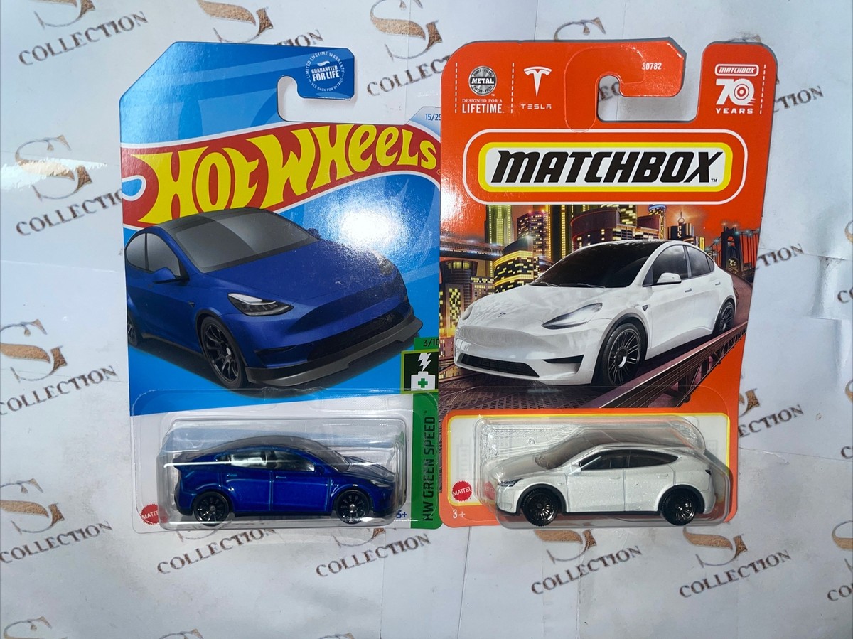 テスラ青色　TESLA MODEL Y　マッチボックス　ホットウィール　モデルY Hot Wheels Tesla Model Y Blue & Matchbox Tesla Model Y White