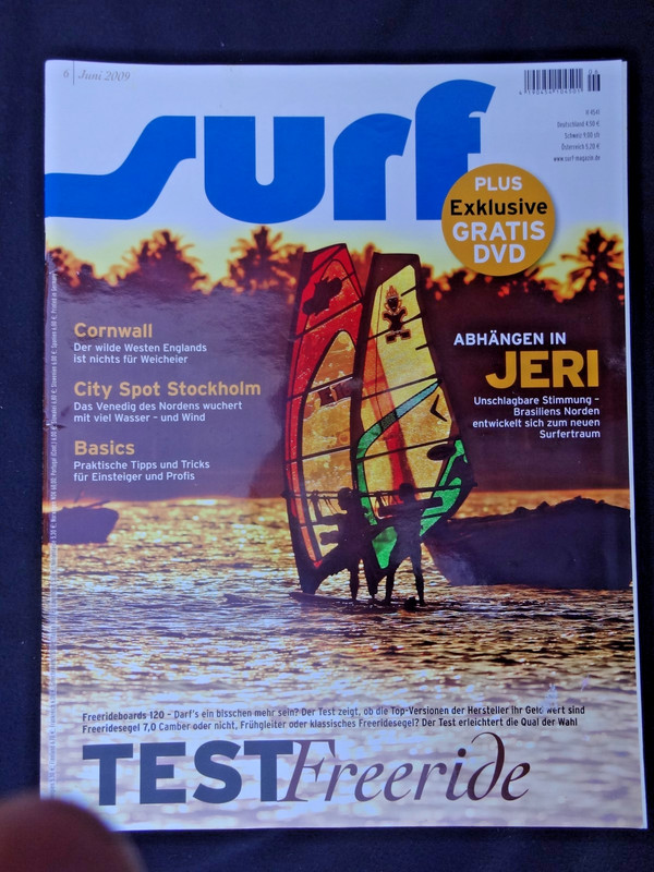 SURF MAGAZIN 6/09,SEVERNE ELEMENT 7,5.GLIDE,NCX,LORCH GLIDER 120,GUN SAILS ESCAP