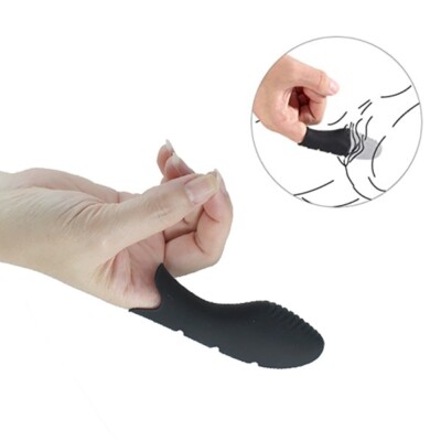 Black Silicone Finger Banger Massager Vibrator Vibe Stimulator Fingering  Sex Toy