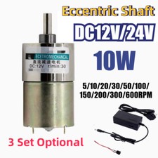 Large Torque Gear Motor 5-600rpm Eccentric Shaft Reduction Motor 10W DC 12V/24V