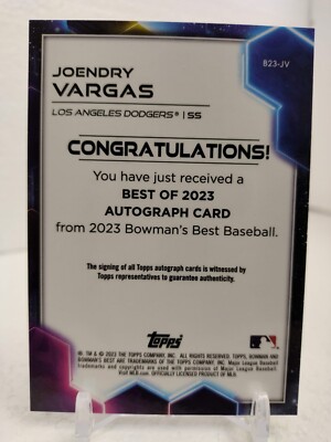 その他 Joendry Vargas 1st bowman auto JOENDRY VARGAS AUTO On-Card 2023 Bowman's Best Baseball ROOKIE LA
