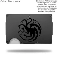Custom "HOUSE TARGARYEN" Laser Engraved Wallet - Pick A Wallet Color