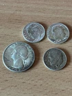 90% Silver - 1964 3 Dimes & 1945 1 Quarter - Circulated Condition