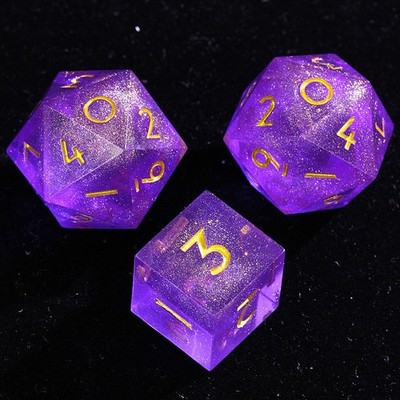 Draw Steel 3 Resin two 20-Sided D10 and one 6-Sided D3 Dice Set Violet Resolve