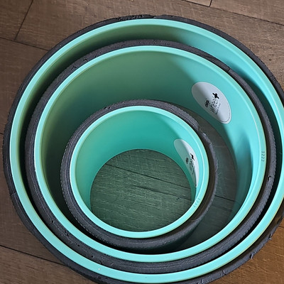 Chirp Wheel+ Yoga Wheel Set w/ Spine Indentation, Blue/Gray, 3 Wheels