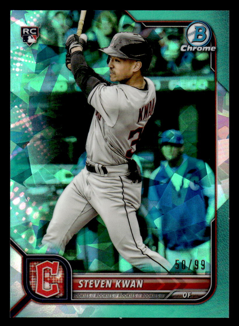 2022 Bowman Chrome Sapphire #39 Steven Kwan Aqua Rookie #d /99! Guardians
