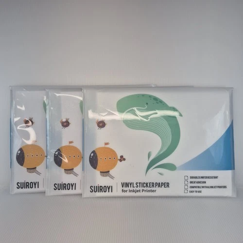 3 Suiroyi Vinyl  Matte Sticker Paper Laser & Inkjet  Printer 8.5 X 11" 30 Sheet