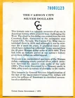 Genuine 1878-CC GSA Certificate of Authenticity (COA) - Free Shipping