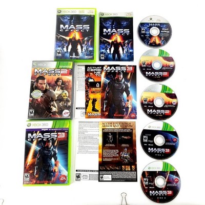 Mass Effect 1, 2, 3 Trilogy Microsoft Xbox 360 Lot of 3 Complete Tested & Works
