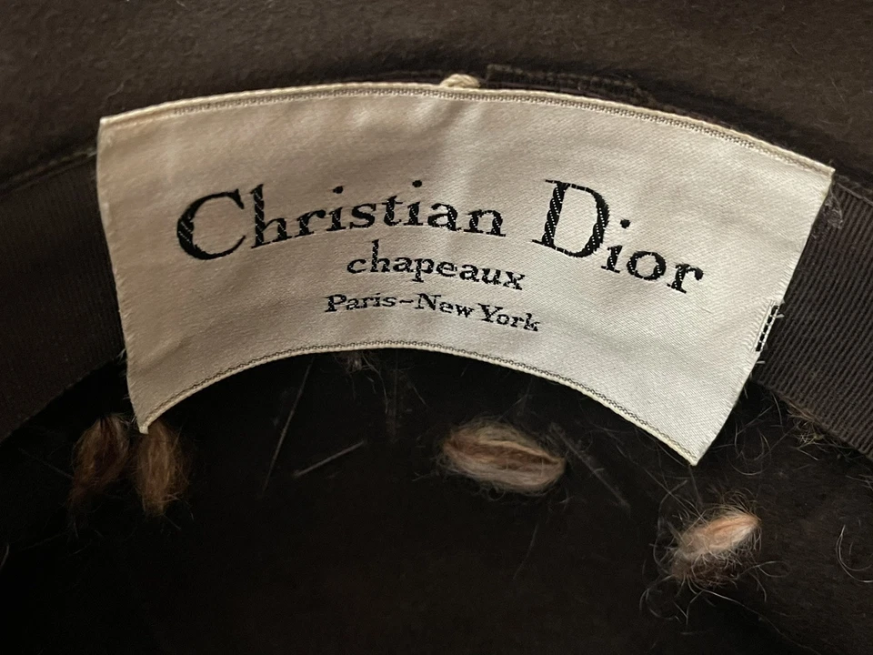 DE COLECCIÓN CHRISTIAN DIOR CHAPEAUX CUENTAS HILO PLUMAS TERCIOPELO FLOPPY SOMBRERO PARÍS NY Foto 3 de 4