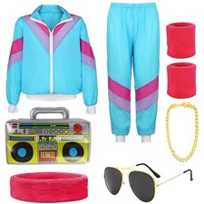 90s 80s Outfit Mens, 80s Tracksuit Adult, Jacket Hos...