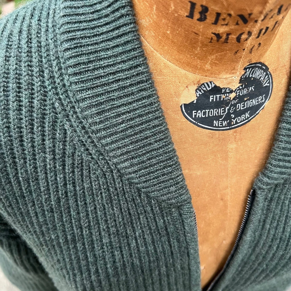 Cárdigan Bergdorf Goodman Hombre Cachemira Efectivo Inglés Costilla Verde Preppy Italia XL Foto 4 de 4