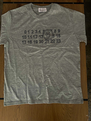 Maison Margiela Herren T-Shirt Grau Gr. M Rundhals Kurzarm Logo-Print