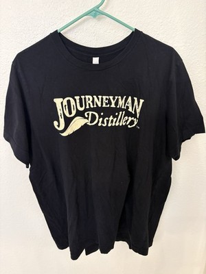 Journeyman Distillery Bourbon Whiskey Men's T-shirt size XL Black Canvas
