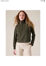 Athleta Seasoft Quarter Zip Sweatshirt in Aspen Olive Women s Large Activewear