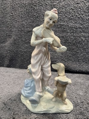 Bezaubernd ? Lladro Stage Partners Style Clown spielt Violine mit Hund betteln 8 Zoll
