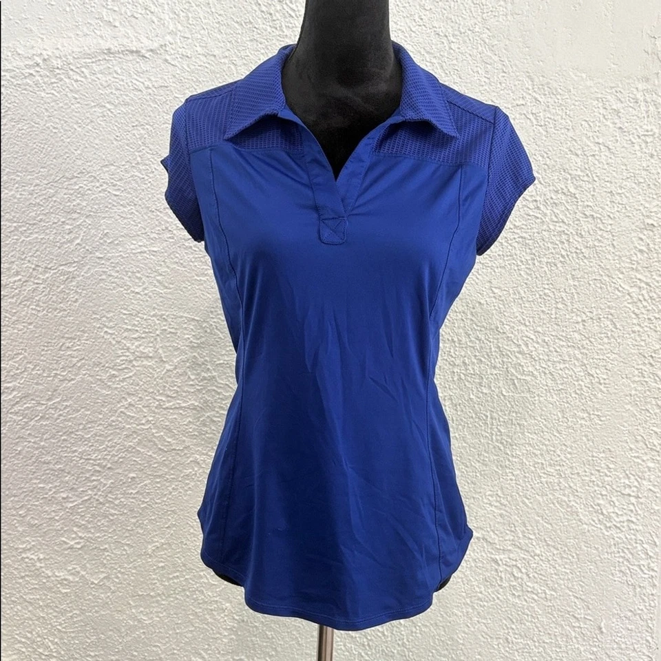 Camisa Polo Tenis Athleta Top Azul Real Ropa Activa Manga Corta Talla Pequeña Foto 4 de 4