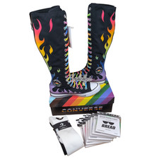 Converse Pride XXHI Rainbow Flame Elastic Lace Knee High Sneaker Boot Bundle 7.5