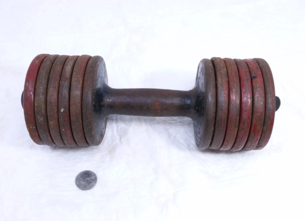 Paire D'haltères Anciens YORK 2 Lb – Fonte, Tête Ronde, Noir (occasion)