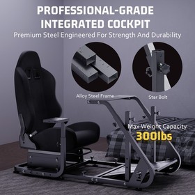 Hottoby Racing Simulator Cockpit Wheel Stand With Gaming Seat Fits Logitech G923