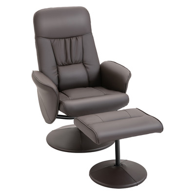 Relaxsessel & Ottomane Set, PU-Leder braun 105H x 81B x 81Tcm 360 drehbar