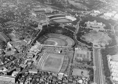 Old Large Photo Aerial View Of Tokyo Japan The 1964 Olympic Stadium