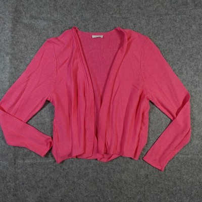 J. Jill Cardigan Womens XS/S? Linen Open Front Knit Beachy Lagenlook Pink Crop
