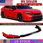 Front Bumper Lip Splitter For Honda Civic Yofer V2 Rallye Red Black 2 Tone 25-26