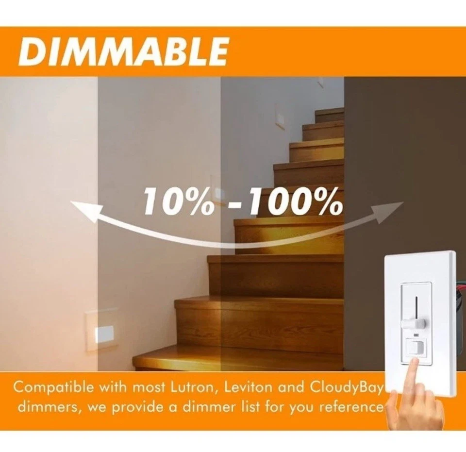 3pk Cloudy Bay 120V Dimmable LED Indoor Outdoor Step Light,3000K Warm White  - Image 4 of 4