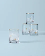 Lenox Glassware HOLIDAY GOLD Double Old Fashioned Glasses - Set of Four N/O