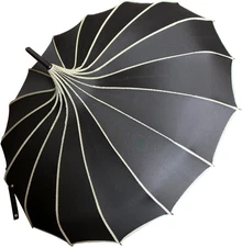 VIVI SKY Pagoda Peak Old-Fashionable Ingenuity Umbrella Parasol (Black)