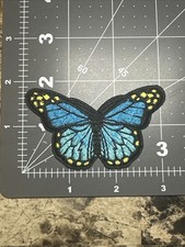 3" Blue Monarch Butterfly Embroidered Iron On Applique Patch Sew On