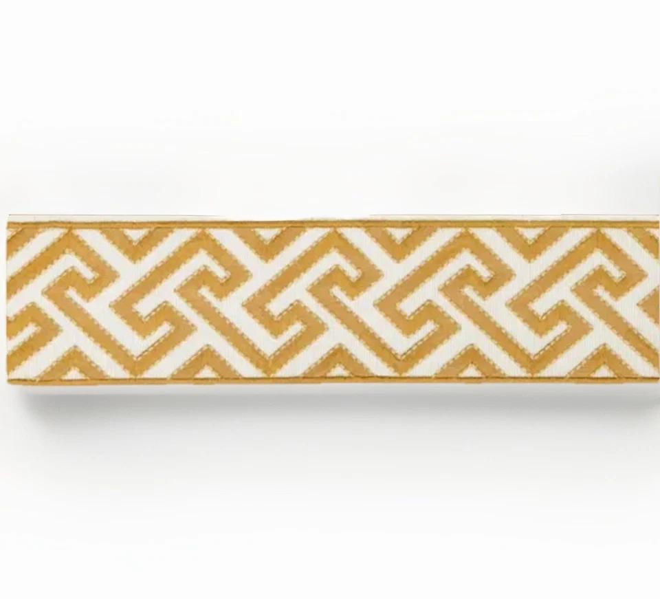 Brunschwig & Fils Designer Trim Gold Greek Key 2.37”W x 5yd 8” Border Fabric - Image 4 of 4