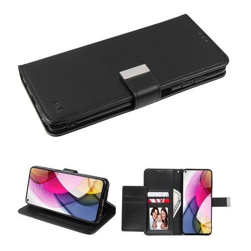For Motorola Moto G Stylus (2021) Black Leather Flip Wallet Case Cover Clip
