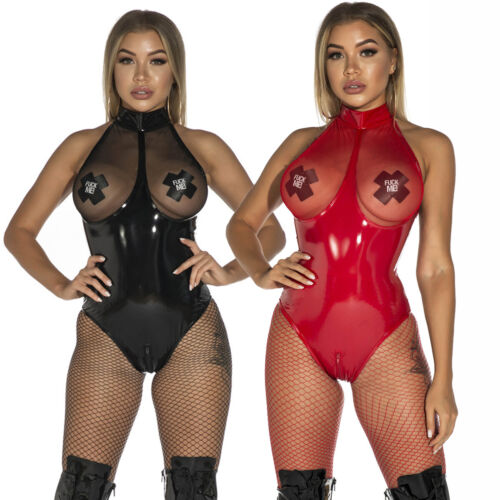 Frauen Kunstleder Wetlook Overalls Catsuit Trikot Clubwear Overall Sexy Kostüme - Bild 35 von 79