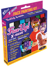 GlitZGlam Original X-LARGE Face Paint Kit   FACE-UP X-Treme - 97 Pieces 