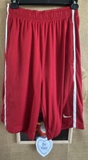 Nike men  s red white stripe mesh basketball L short pocket drawstring elastic li